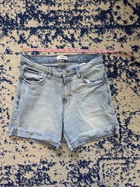 Kensie Light Wash Distressed Denim Shorts